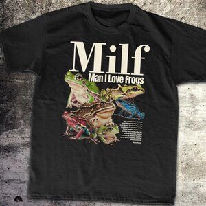 MILF Man I Love Frogs T-Shirt | Funny Frog Lover Shirt | Frog Collage Graphic